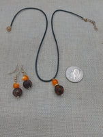 Women Jewelry Set Necklace Earrings Stone Orange Gold Statement Fashion Gift Set