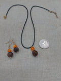 Women Jewelry Set Necklace Earrings Stone Orange Gold Statement Fashion Gift Set