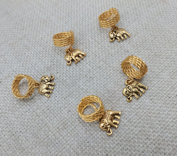 Gold Elephant Hair Locs Accessories Jewelry Braids Twist Set of 5