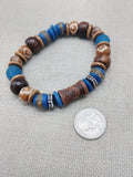 Men's Bracelets Blue Brown Beaded Stone Ethnic Jewelry Style