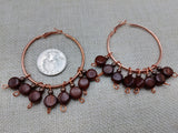 Copper Earrings Hoop Jewelry Beaded Dangle Women Stainless Steel