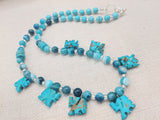 Turquoise Elephant Jewelry Necklace Beaded Women Silver Fashion Statement