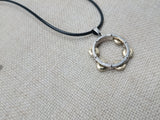 Tambourine Necklace Silver Gold Tone Black Cord Church Jewelry Music Church