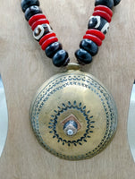 African Necklace Red Brass Black Vintage Men Women Jewelry Extra Large Photography