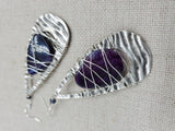 Amethyst Earrings Wire Wrapped Women Antique Silver Jewelry Dangle Unique