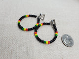 Rasta Earrings Clip On Hoop Non Pierced Beaded Jewelry