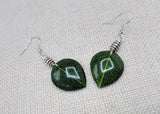 Women Earrings Fall Jewelry Leaves Green Silver Dangle Women