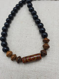 Men Beaded Necklace Black Brown Beaded Jewelry Handmade Gift Father's Day for Him