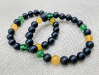 Bracelet Beaded Jamaican Flag Inspired Green Yellow Black Jewelry Handmade