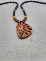 Wooden Lion Necklace Beaded Men Rasta Ghana Unisex Red Black Green Yellow Handmade Jewelry