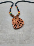 Wooden Lion Necklace Beaded Men Rasta Ghana Unisex Red Black Green Yellow Handmade Jewelry