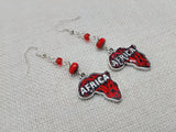 Africa Earrings Silver Red Dangle Jewelry Women Beaded Pendant