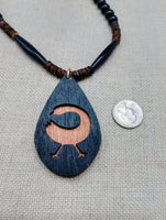 African Sankofa Bird Adinkra Wooden Black Pendant Necklace Jewelry Beaded Handmade
