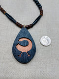 African Sankofa Bird Adinkra Wooden Black Pendant Necklace Jewelry Beaded Handmade