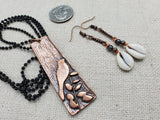 Copper Jewelry Set Bird Necklace Earrings Summer Long Dangle Women Gift
