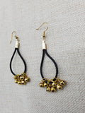 Black Leather Gold Accents Earrings Jingle Women Jewelry Handmade