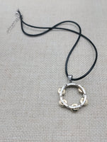 Tambourine Necklace Silver Gold Tone Black Cord Church Jewelry Music Church