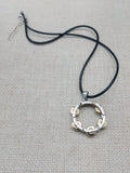 Tambourine Necklace Silver Gold Tone Black Cord Church Jewelry Music Church