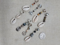 Locs Hair Jewelry Set of 8 Cowrie African Elephants Natural Stone Accessories Braids Twist Dreads Unisex