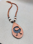 African Sankofa Bird Necklace Women Jewelry Beaded Black Wooden