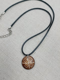 Tribal Necklace Jewelry Brown Ethnic Silver Men Carved Round Pendant