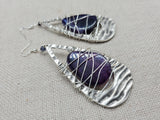 Amethyst Earrings Wire Wrapped Women Antique Silver Jewelry Dangle Unique