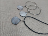 Women Mother of Pearl Shell Jewelry Set Hoop Earrings Necklace Silver Beach Fashion Statement Gift