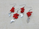 African Earrings Silver Red Dangle Jewelry Drop Women Ethnic