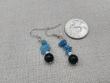 Blue Black Small Beaded Earrings Silver Jewelry Women Dangle