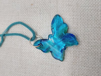 Women's Blue Murano Glass Pendant Green Butterfly Necklace