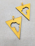 Africa Earrings Wooden Yellow Motherland Women Large Handmade