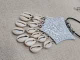 Large Silver Pendant Necklace Fashion Statement Women Jewelry Beaded Handmade Gift Ideas Special $25.00