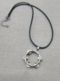Tambourine Necklace Silver Gold Tone Black Cord Church Jewelry Music Church