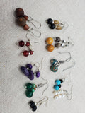 Small Women Beaded Earrings Set of 10 Jewelry Handmade Ethnic Silver Purple Green Red