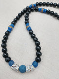 Men Necklace Black Blue Beaded Jewelry Handmade Gift Ideas Ethnic