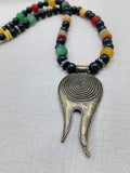 Men Necklace Tribal Spiral Antique Bronze Colorful Jewelry Ethnic Gift ldea