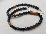 Black Brown Beaded Necklace for Him Agate Men Jewelry Gift for Him