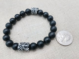 Men Bracelets Beaded Black White Fashion Statement Jewelry Handmade Unisex Size 7.5 Stretch