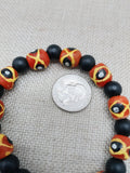 African Krobo Beaded Bracelet Black Orange Yellow Jewelry Ethnic Men Hand Painted Size 8
