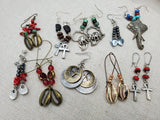 Women Earrings Afrocentric Ethnic Elephant Peace Ankh Set of 10 Wholesale Bulk Jewelry Silver Beaded