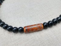 Men Necklace Agate Stone Beaded Black Jewelry