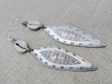 Tribal Earrings Women Silver Cowrie Jewelry Handmade Statement Long