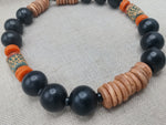 Large Beaded Necklace Wooden Orange Black Jewelry Fashion Statement Unisex