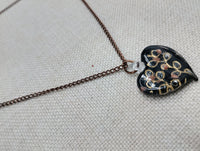 Women's Murano Heart Necklace Gold Black Copper Jewelry Glass Chain Gift Ideas