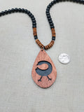 African Sankofa Bird Necklace Adinkra Jewelry Wood Black Brown Beaded Unisex