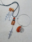 Women Fall Fashion Jewelry Set Leaves Silver Agate Necklace Earrings Bracelets