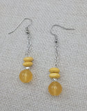 Silver Yellow Earrings Women Beaded Dangle Jewelry