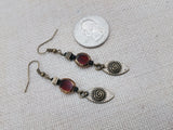 Boho Earrings Women Red Drop Women Jewelry Brass Antique Bronze