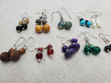 Small Women Beaded Earrings Set of 10 Jewelry Handmade Ethnic Silver Purple Green Red