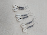 Cowrie Earrings Grey Silver Small Dangle Women Gray